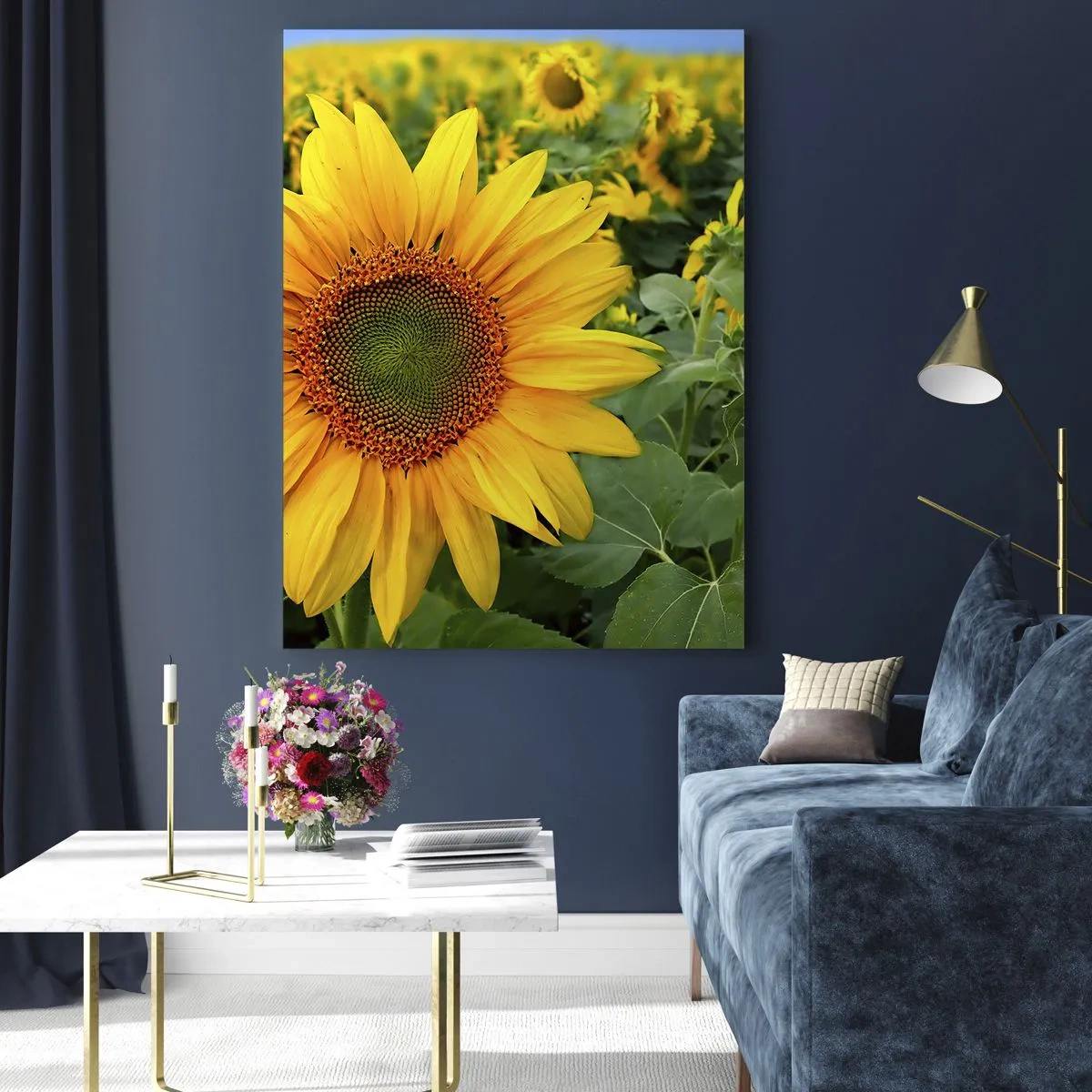 Glastavla - Bild på glas - Hundratals brinnande solar - 50x70 cm
