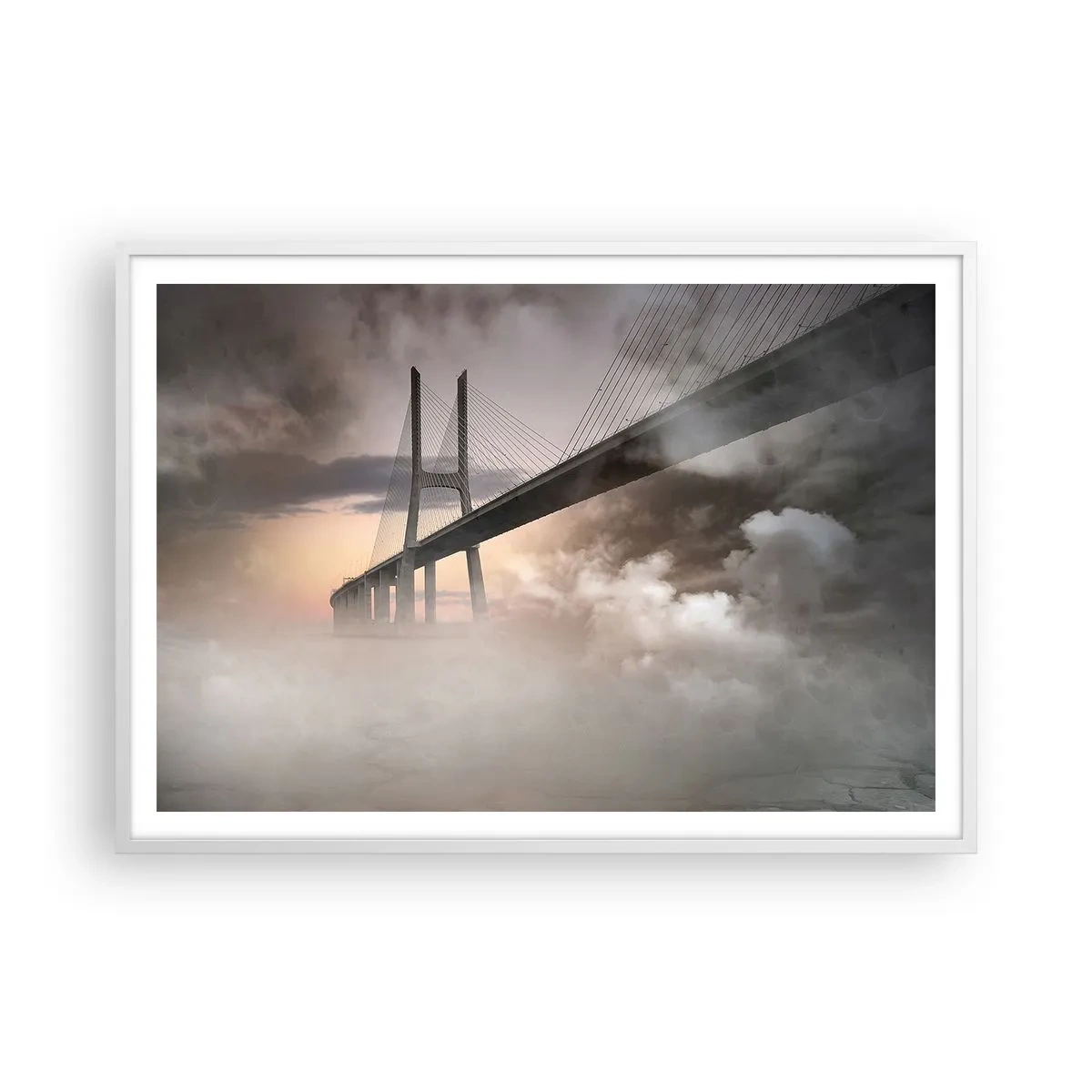 Affisch i vit ram - Vid en flod som inte finns  - 100x70 cm