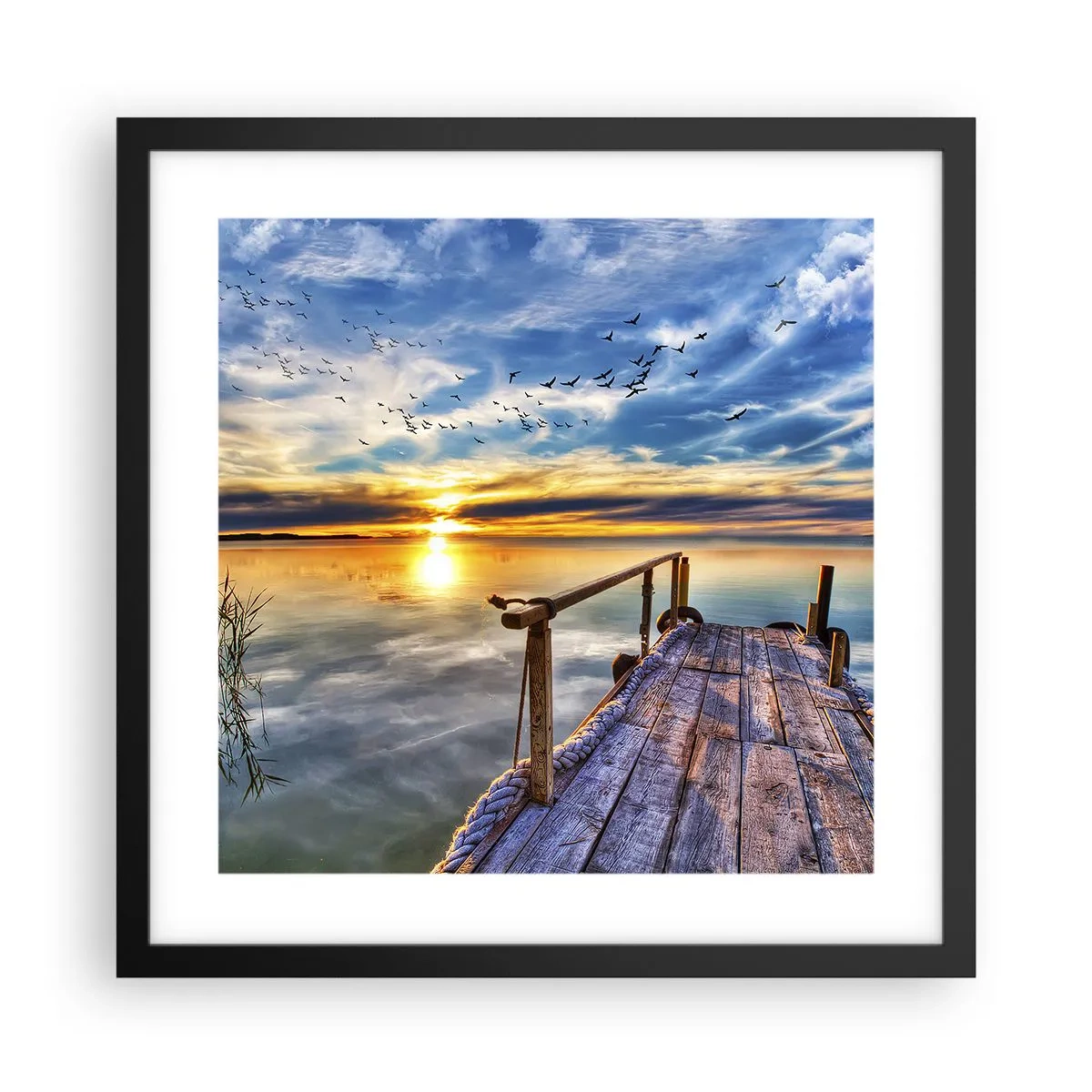 Affisch i svart ram - Vinden lägger sig - 40x40 cm