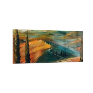 Glastavla - Bild på glas - Toskanskt landskap - 120x50 cm