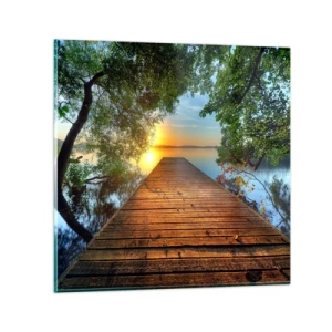 Glastavla - Bild på glas - Sakta ner, sätt dig - 30x30 cm