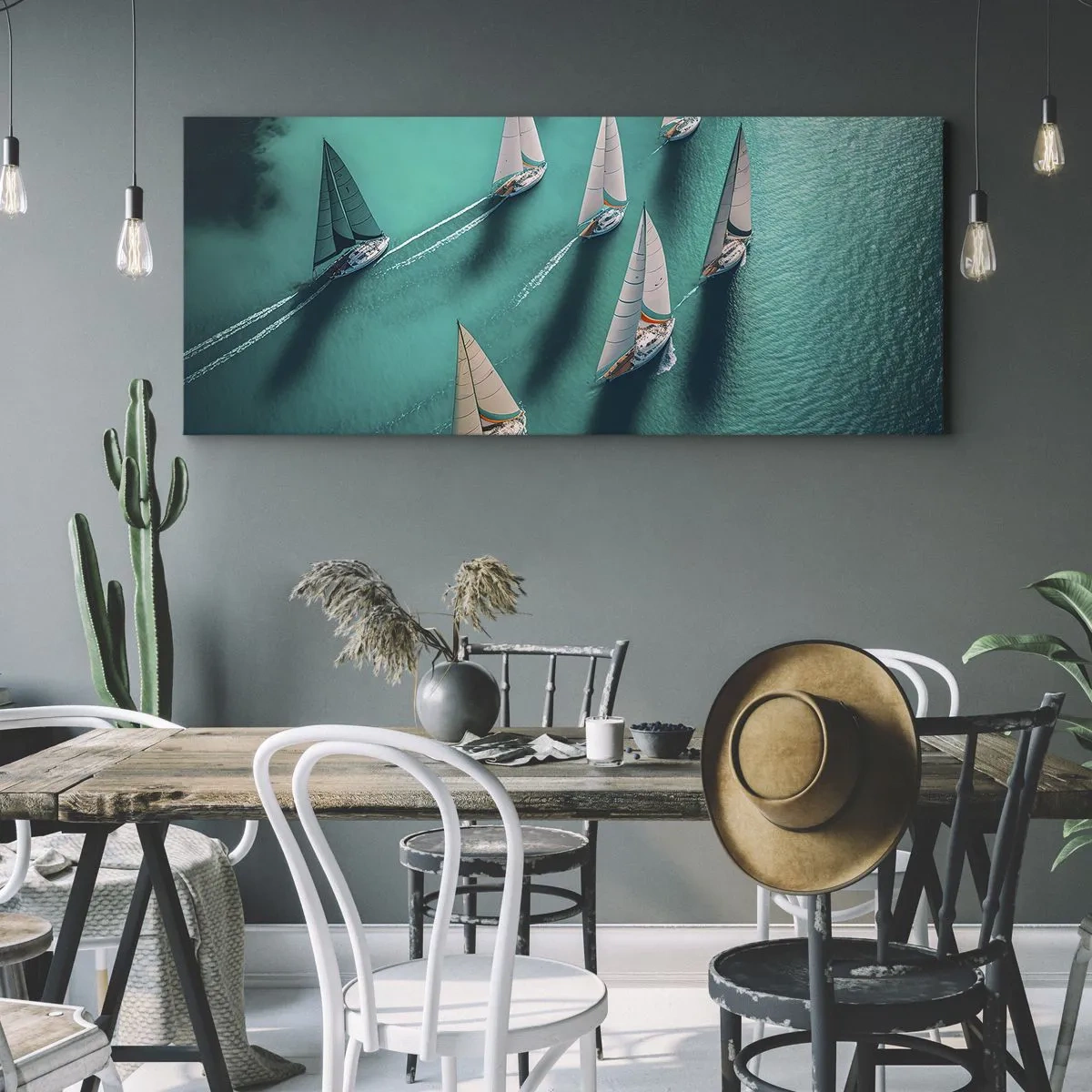 Canvastavla - Bild på duk - Tävla med vinden - 100x40 cm