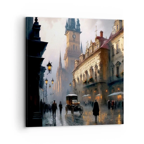 Canvastavla - Bild på duk - Magin under en kväll i Prag - 70x70 cm