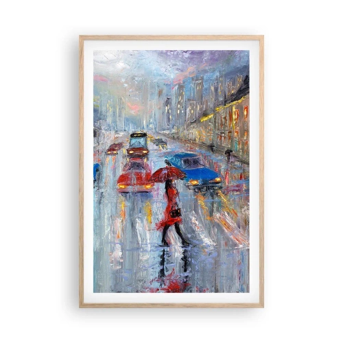 Affisch i ram av ljusek - Regnig eftermiddag i staden - 61x91 cm