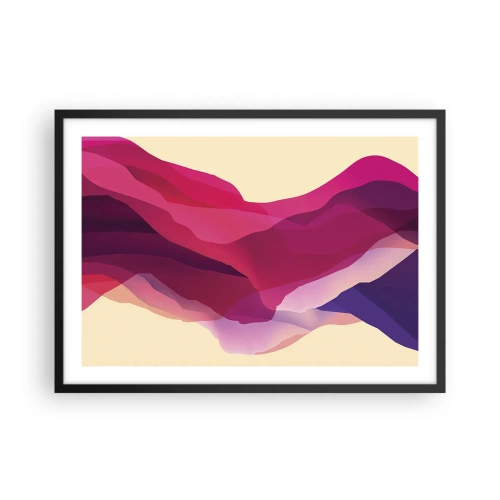 Affisch i svart ram - Purpurfärgade vågor - 70x50 cm