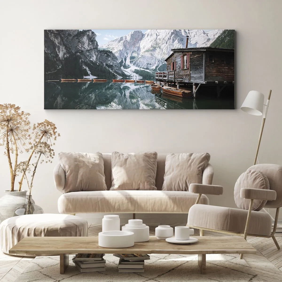 Canvastavla - Bild på duk - Kristallklar fjällmorgon - 140x50 cm