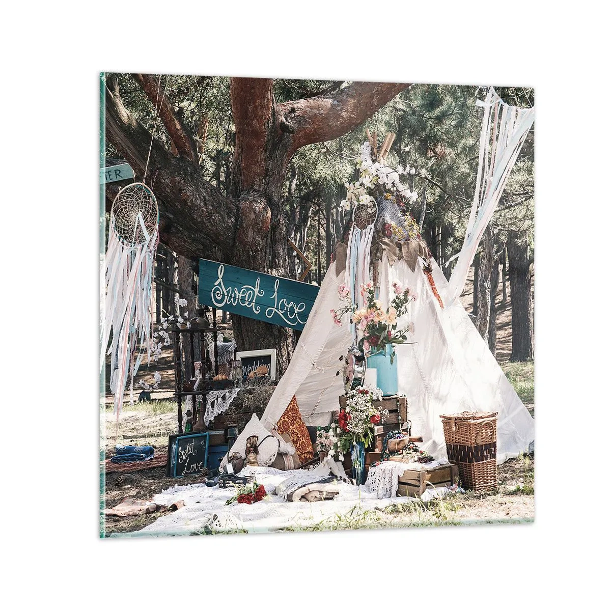 Glastavla - Bild på glas - Make love… - 40x40 cm