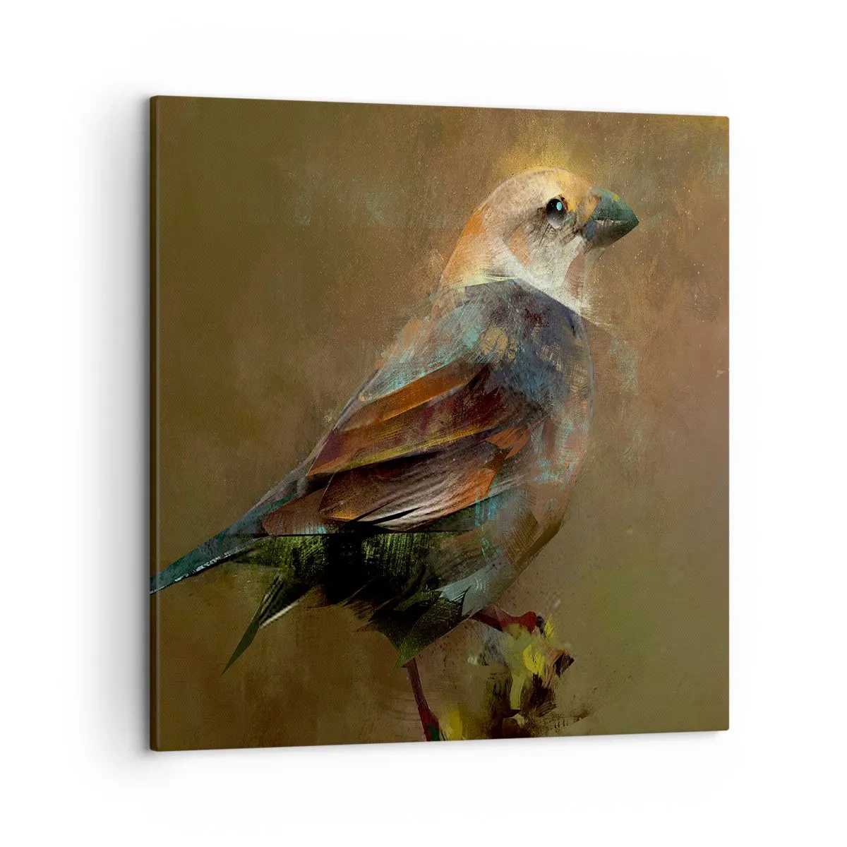 Canvastavla - Bild på duk - Gråsparv, en liten fågel - 50x50 cm