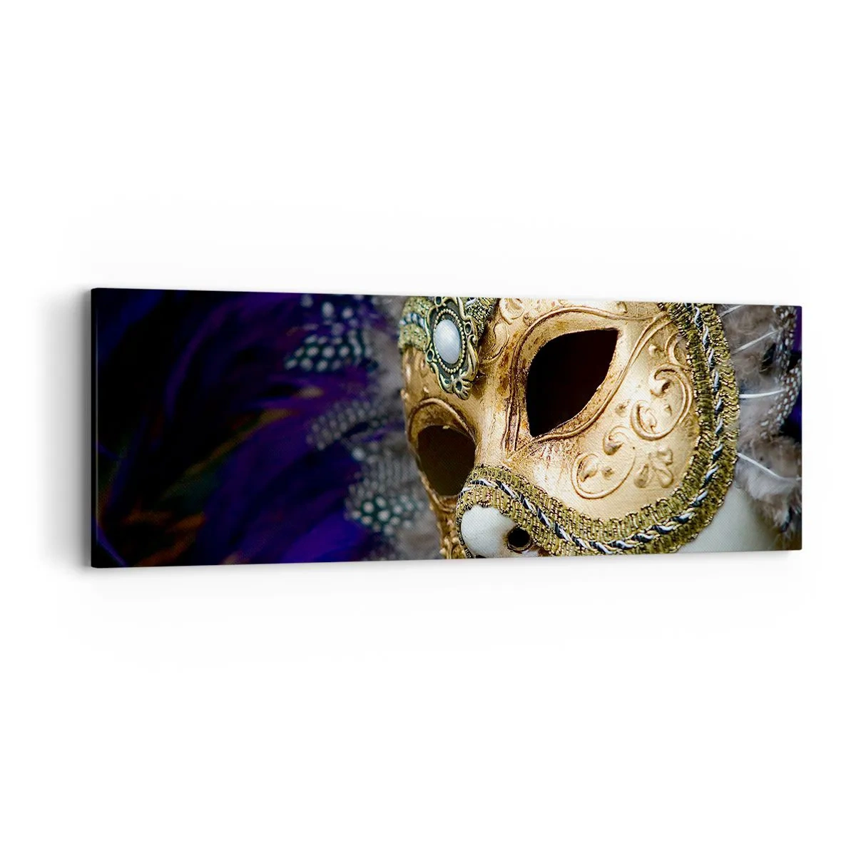 Canvastavla - Bild på duk - Venedigporträtt i guld - 90x30 cm