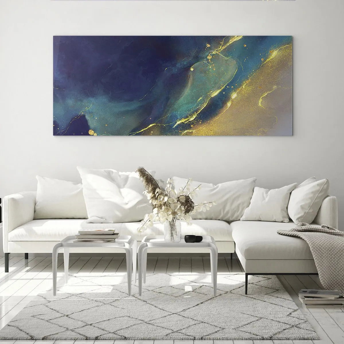 Glastavla - Bild på glas - Utspillt guld - 90x30 cm