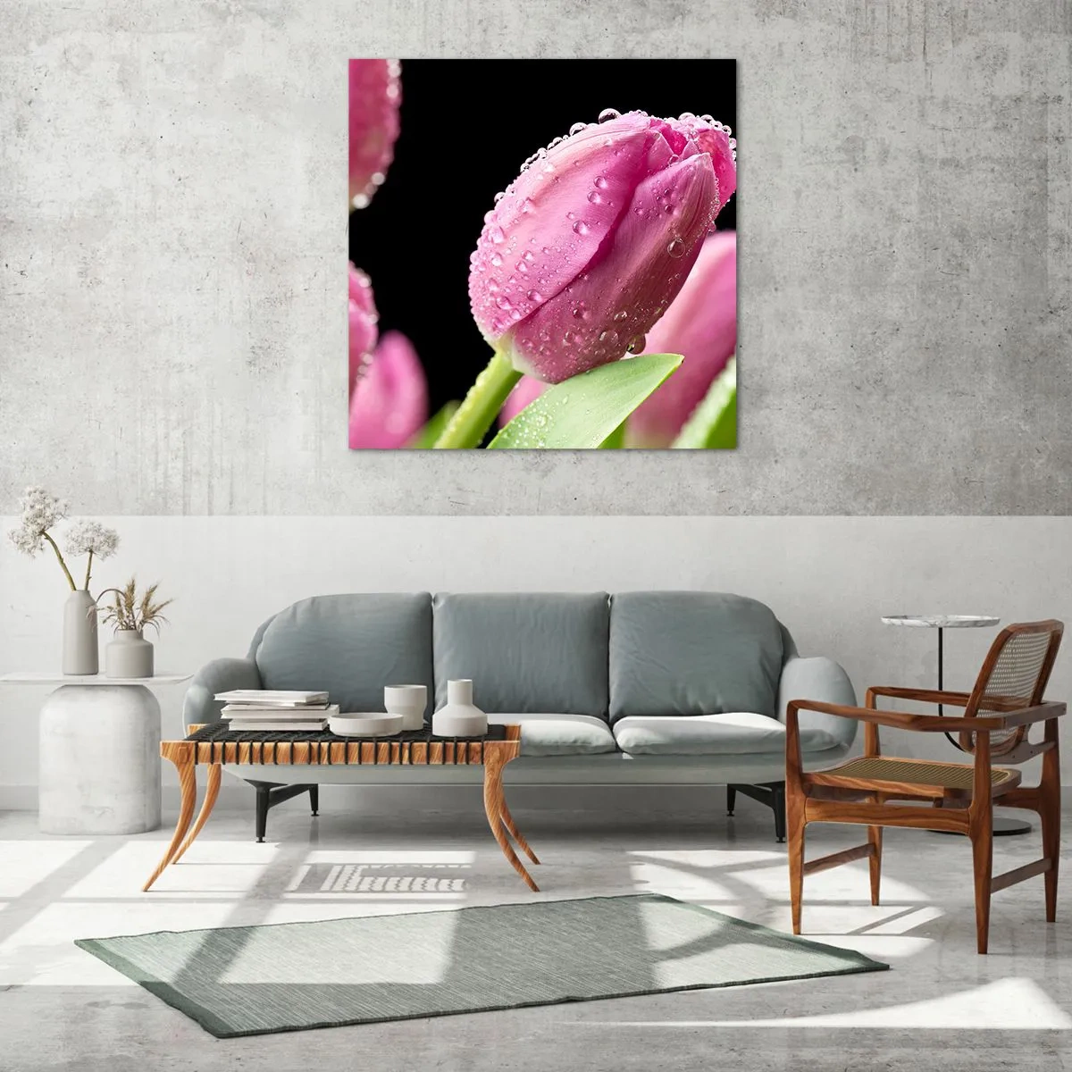 Glastavla - Bild på glas - Lila sömn i daggen - 60x60 cm