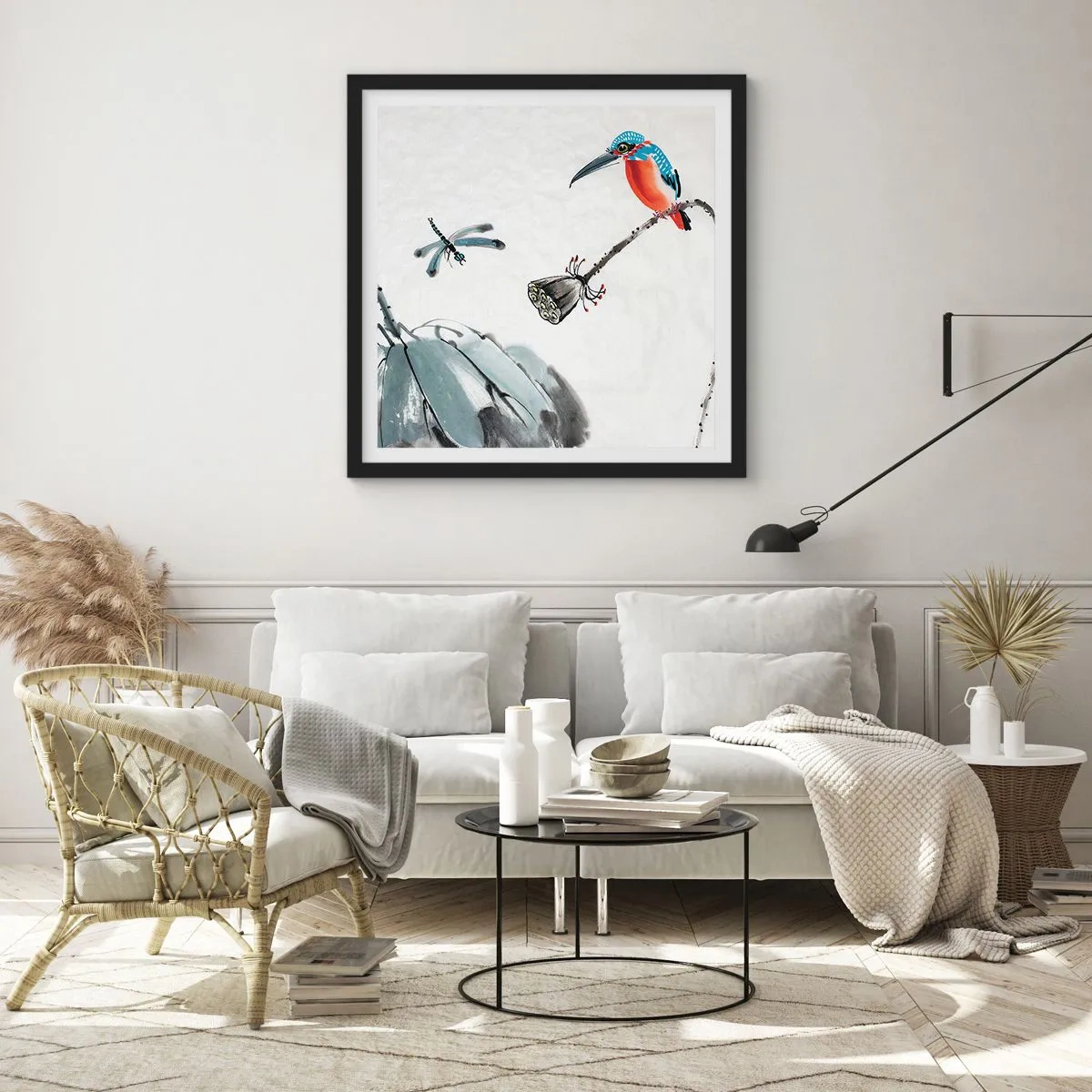 Affisch i svart ram - Ängens liv - 60x60 cm