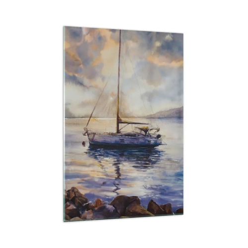 Glastavla - Bild på glas - Kväll i viken - 70x100 cm
