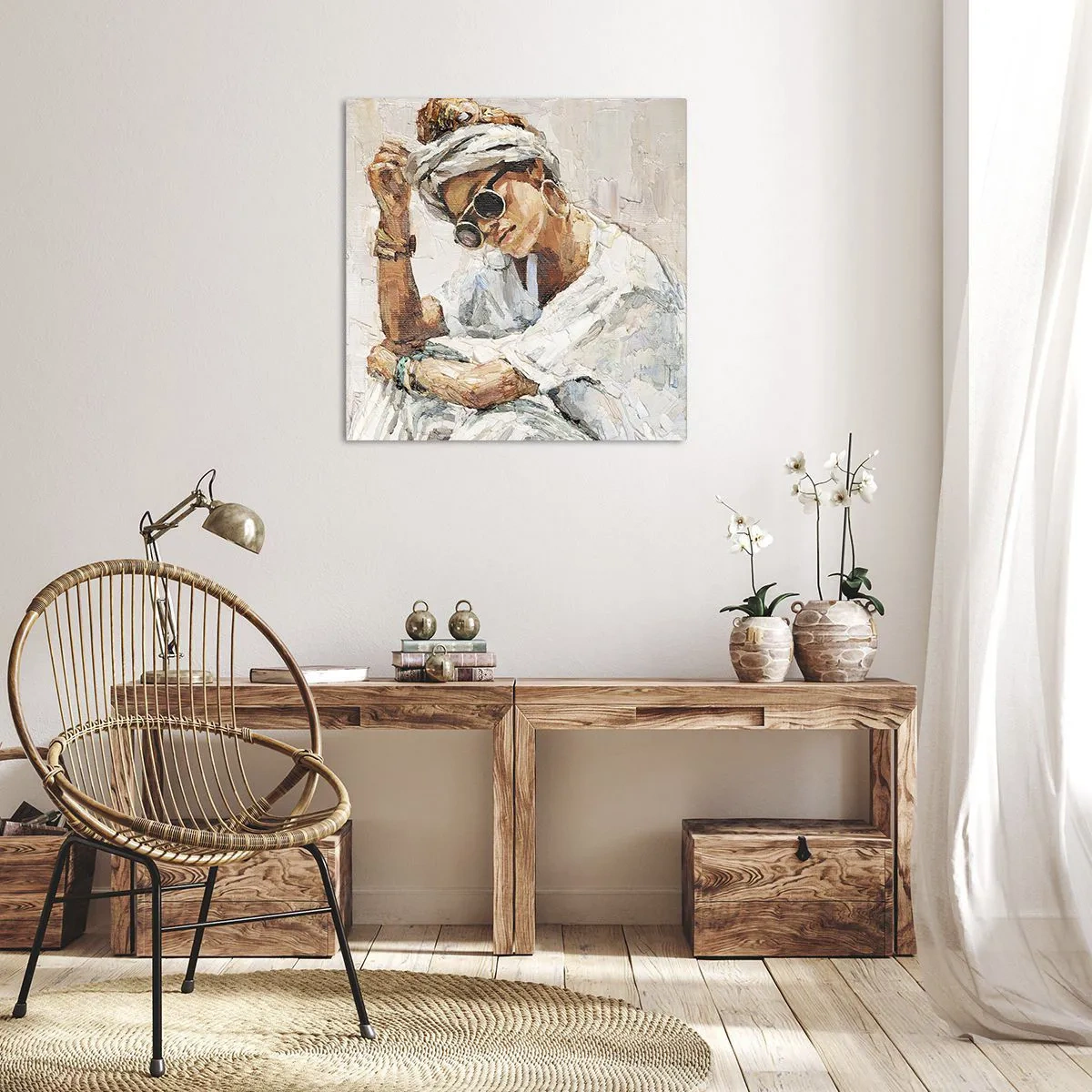 Canvastavla - Bild på duk - Porträtt i fullt solljus - 30x30 cm