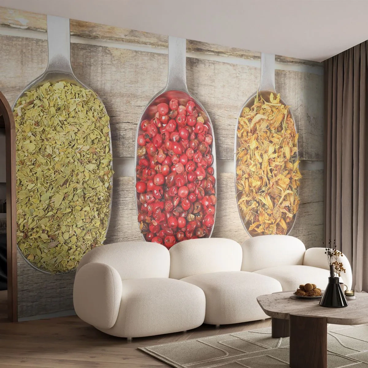 Fototapet Premium Sand - Köksmagi - Gastronomi, Örtkryddor, Örter - 350x256 cm