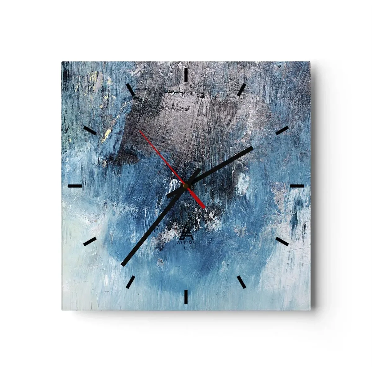 Väggklocka - Klocka på glas - Blå rapsodi - 30x30 cm