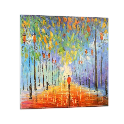 Glastavla - Bild på glas - Regnets nattvisa - 70x70 cm