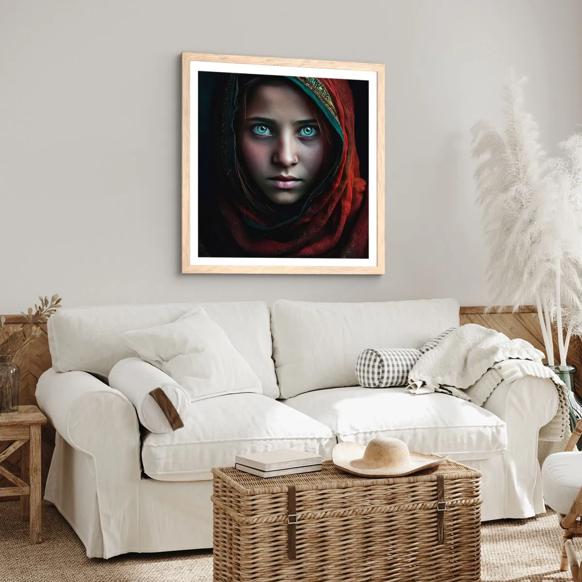 Affisch i ram av ljusek - Östlig prinsessa - 60x60 cm