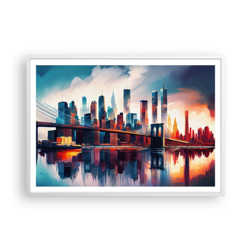 Affisch i vit ram - Fenomenala New York - 100x70 cm