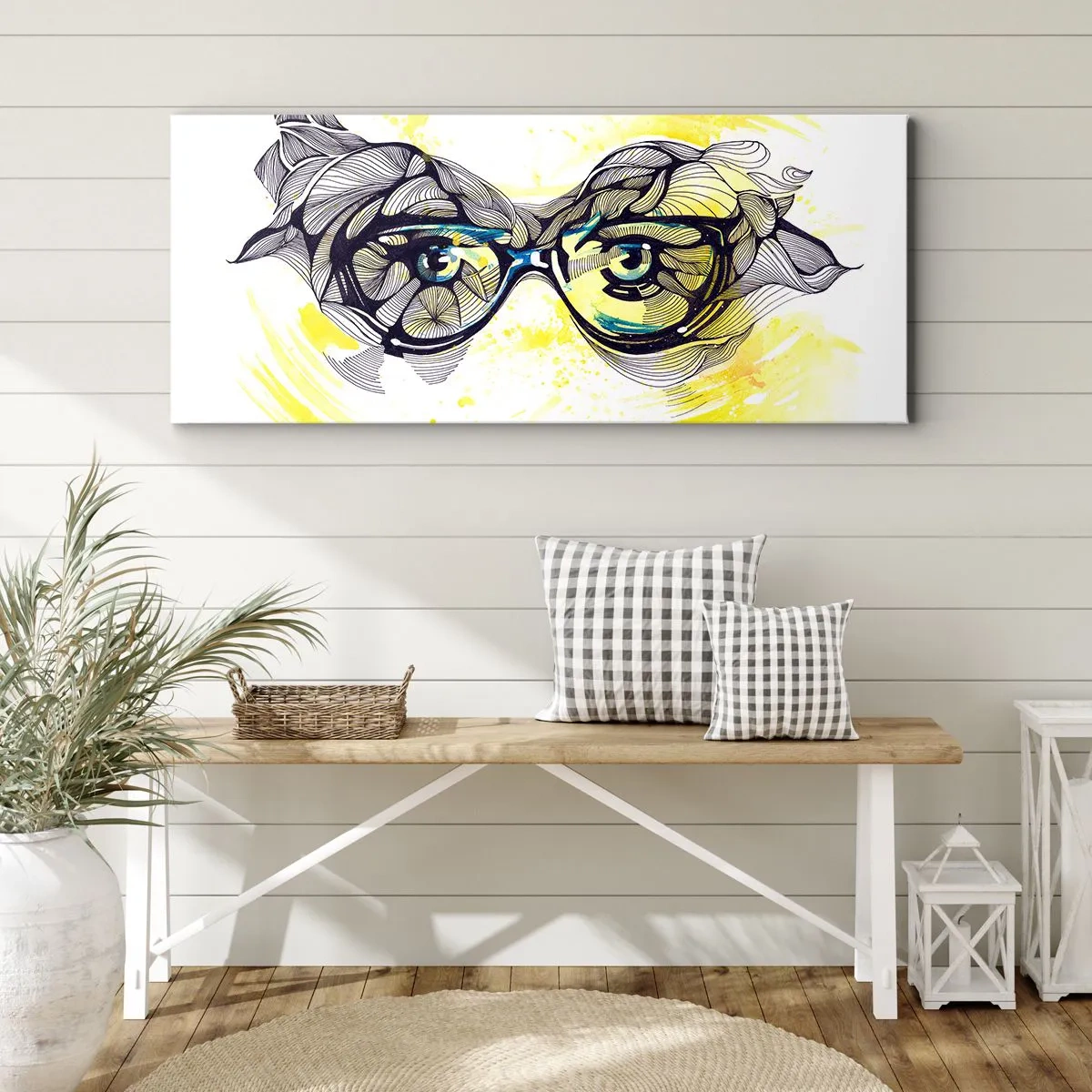 Canvastavla - Bild på duk - Genom blåa glasögon - 140x50 cm