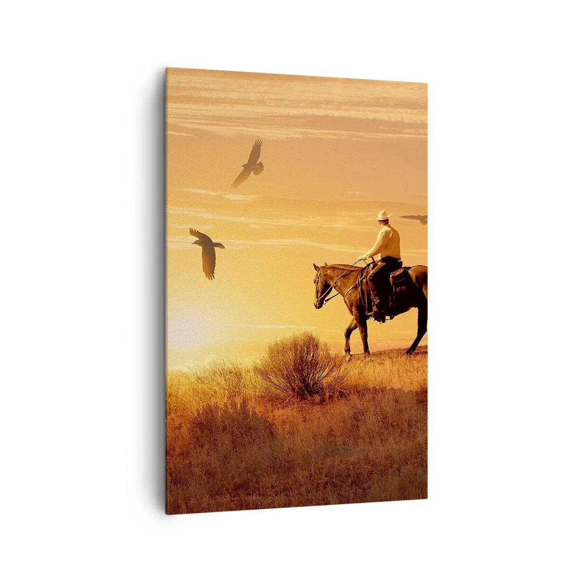 Canvastavla - Bild på duk - Ensamt genom prärien - 80x120 cm