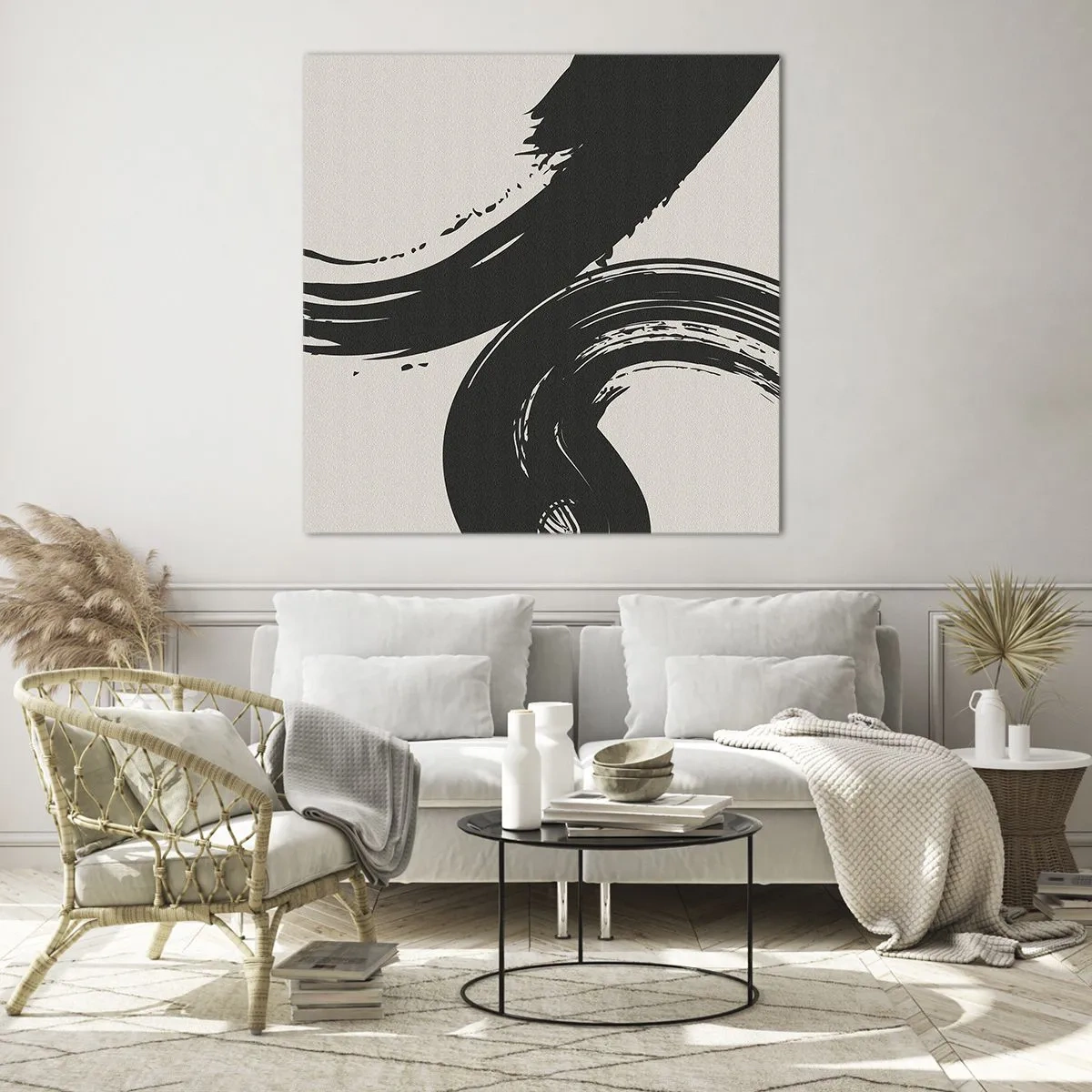 Glastavla - Bild på glas - Svepande och cirkulärt - 70x70 cm