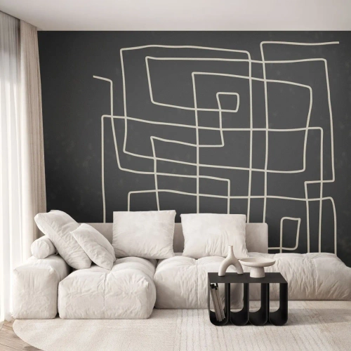 Fototapet Premium Sand - Inte så enkelt - Abstraktion, Bit, Svartvitt - 350x256 cm