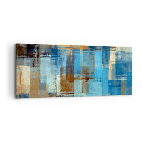 Canvastavla - Bild på duk - Genom blåa gardinen - 100x40 cm