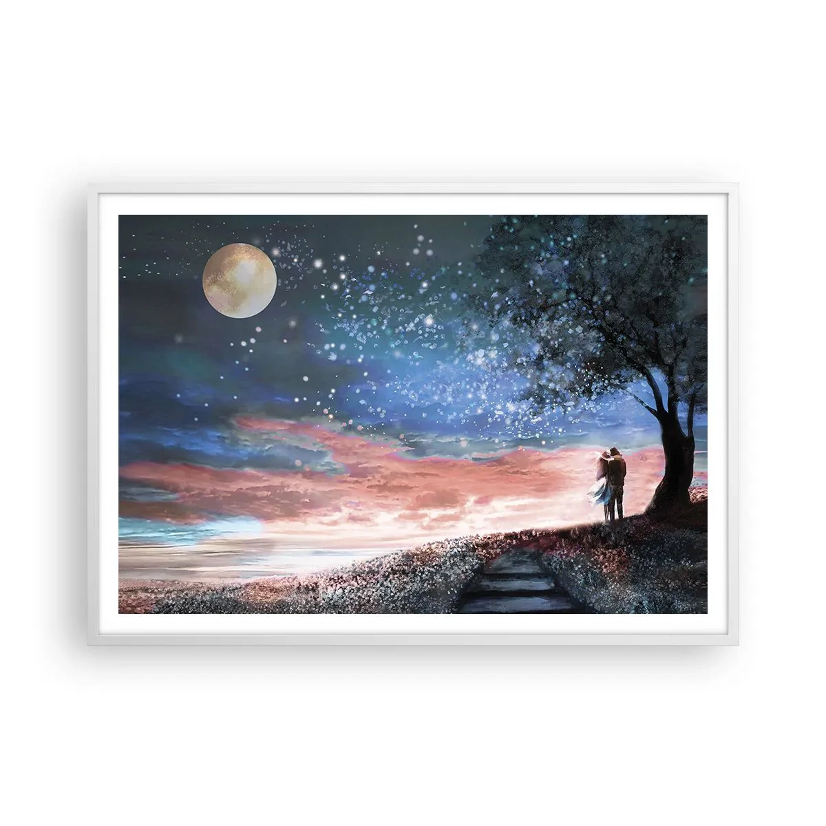 Affisch i vit ram - Stjärnig spektakel - 100x70 cm