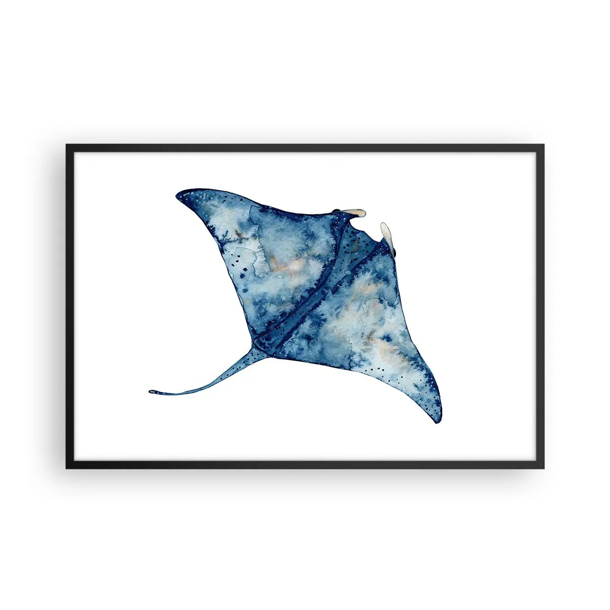 Affisch i svart ram - Liv i blått - 91x61 cm