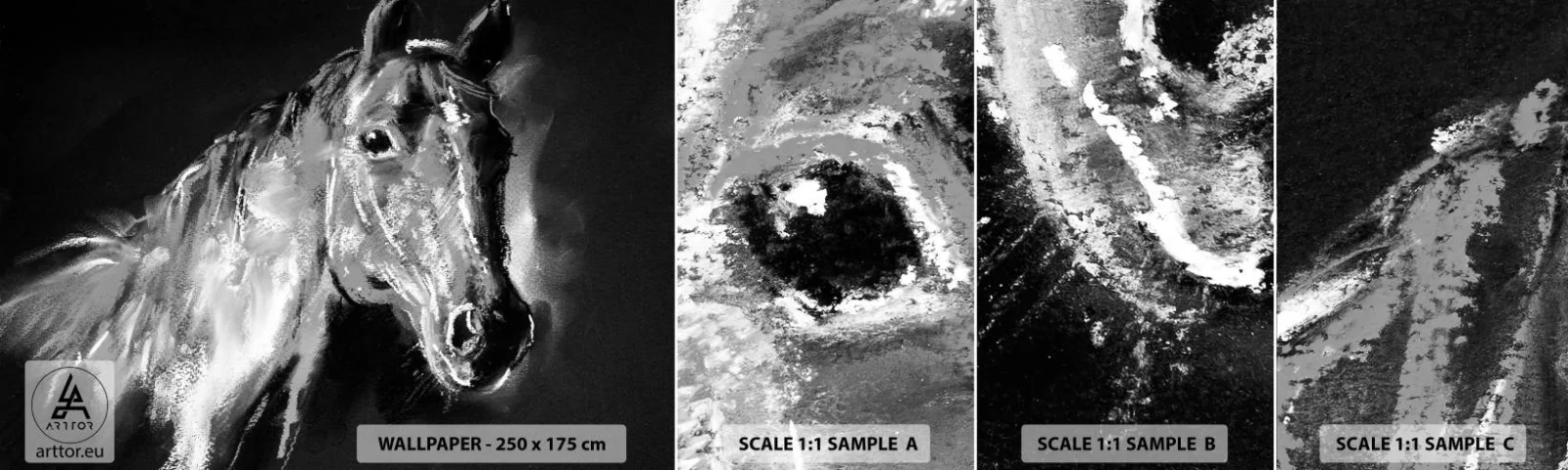 Fototapet Prov Standard Eco - Ädelskälens glitter - Djur, Häst, märr - 100x30 cm