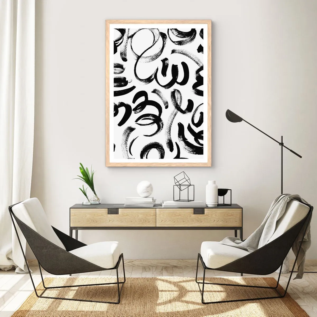 Affisch i ram av ljusek - Svart på vitt - 50x70 cm