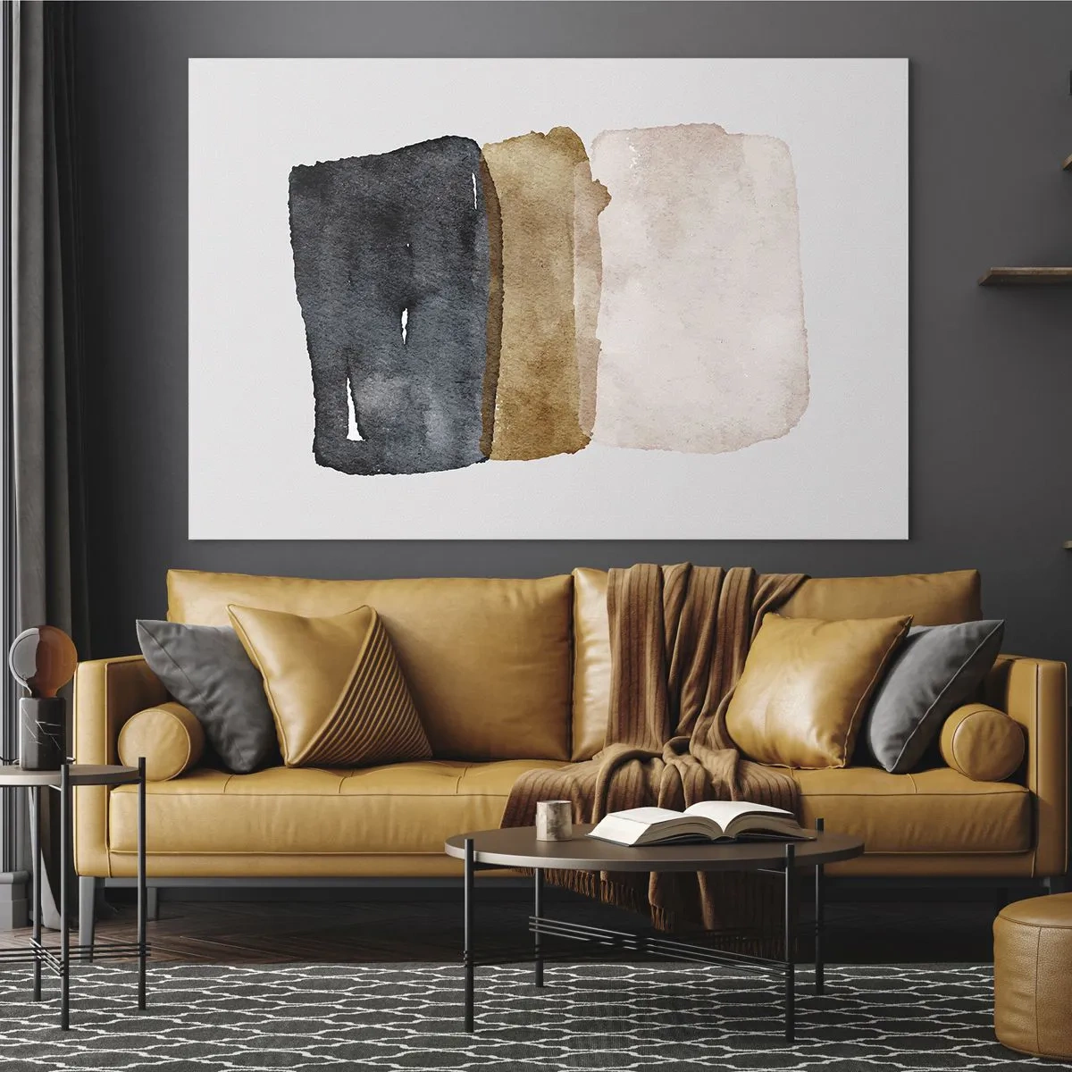 Glastavla - Bild på glas - Komposition av jordens färger - 70x50 cm