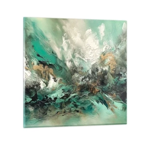 Glastavla - Bild på glas - Smaragdsvart bränna - 30x30 cm