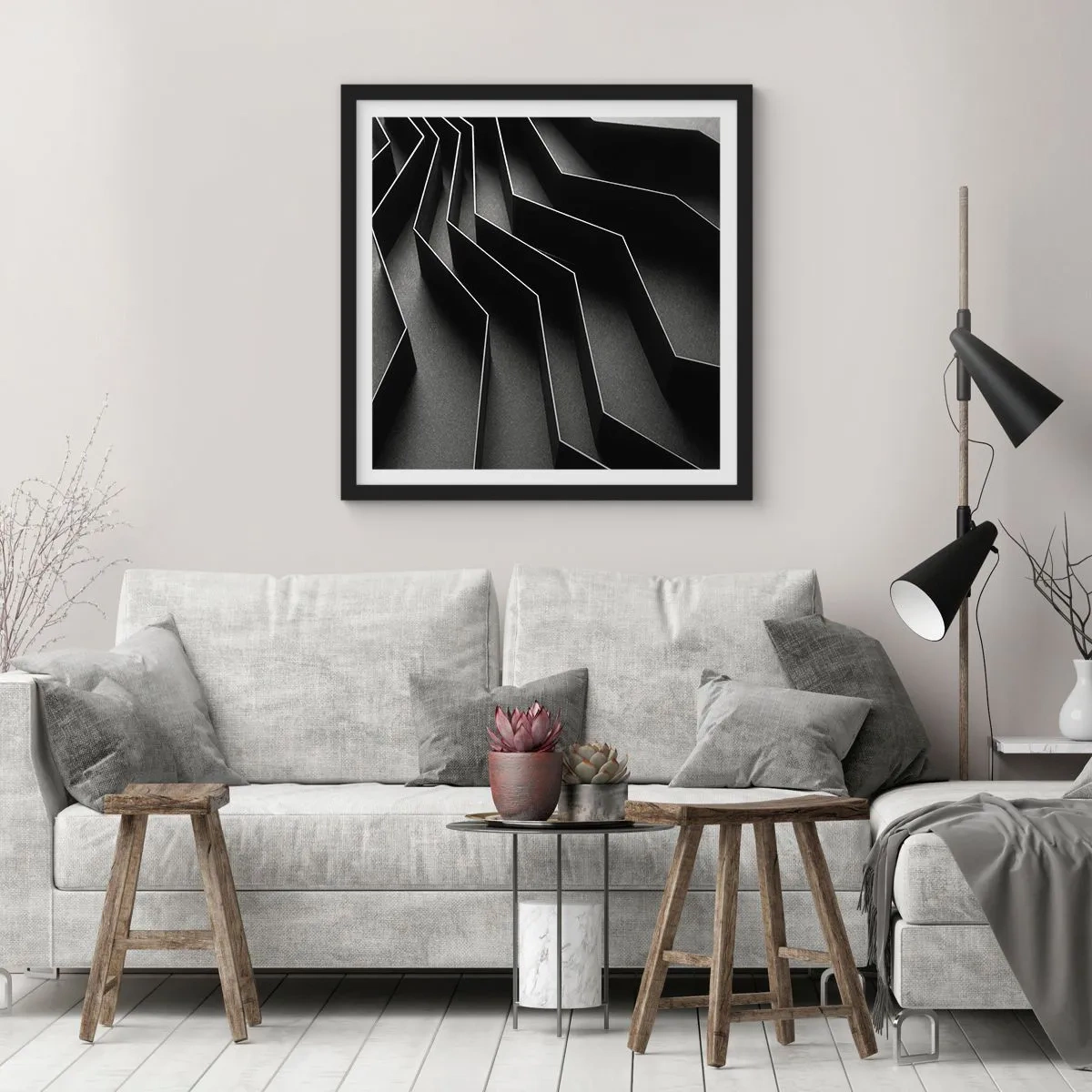Affisch i svart ram - Rumslig ordning - 40x40 cm