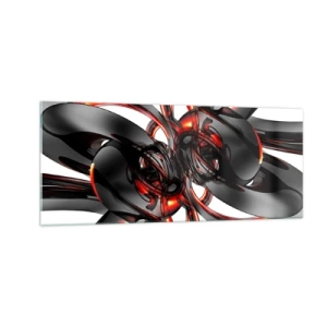Glastavla - Bild på glas - Rörelse i grafit och röd - 100x40 cm