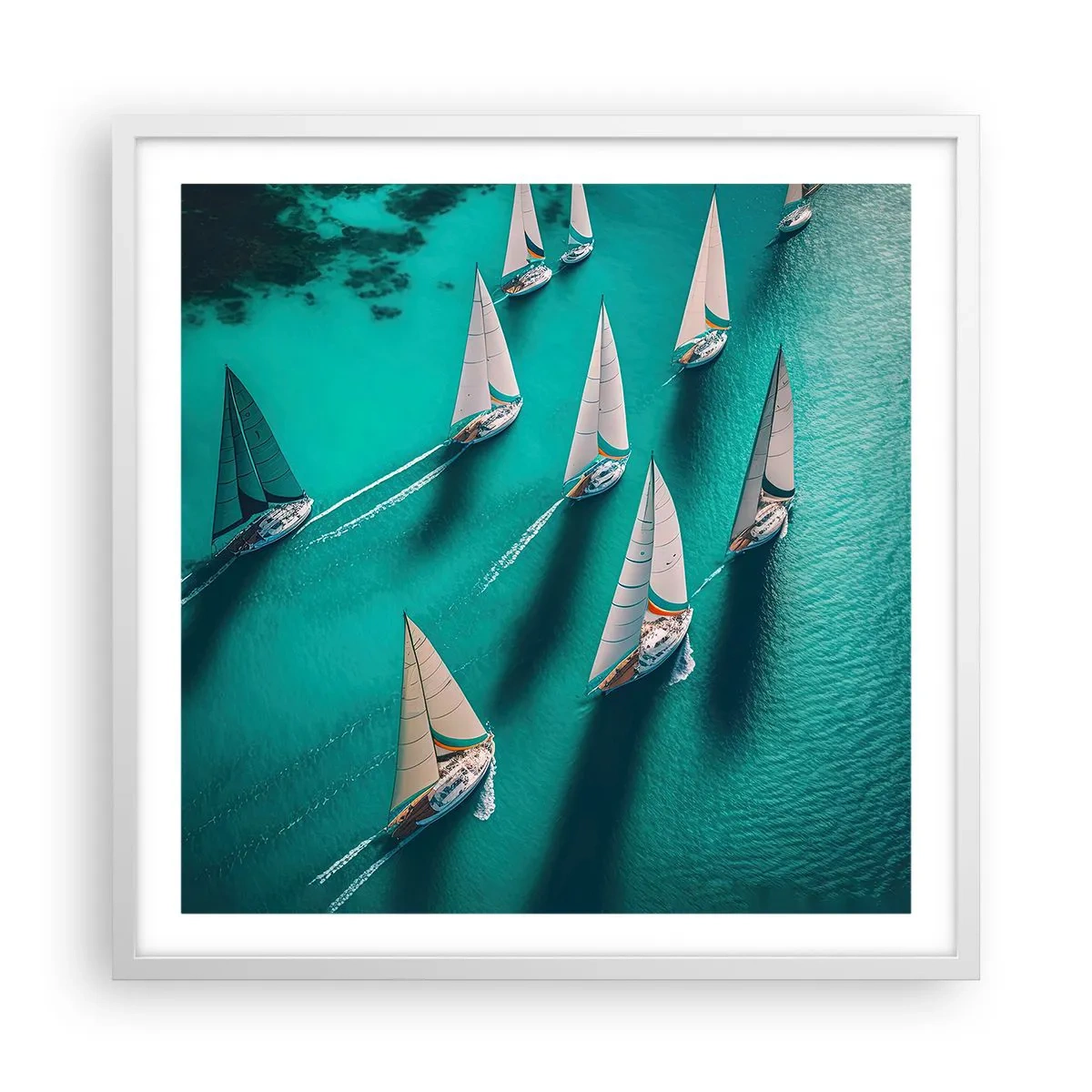 Affisch i vit ram - Tävla med vinden - 60x60 cm