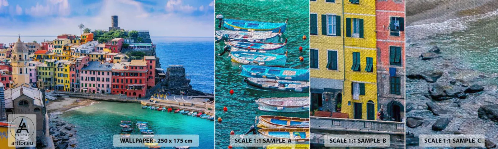 Provbit av fototapet Premium Canvas - Magisk stad i Medelhavet - Ligurien, Stad, Italien - 100x30 cm