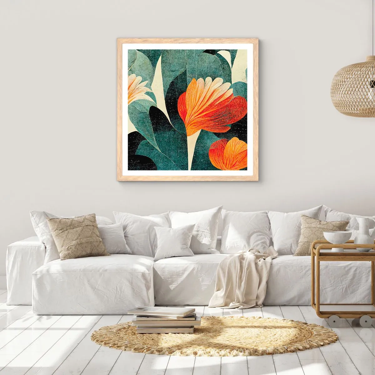 Affisch i ram av ljusek - Värmen i tropikerna och svalkan i grönskan - 60x60 cm