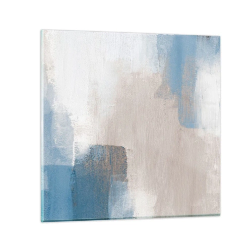 Glastavla - Bild på glas - Rosa abstraktion bakom en blå slöja - 50x50 cm