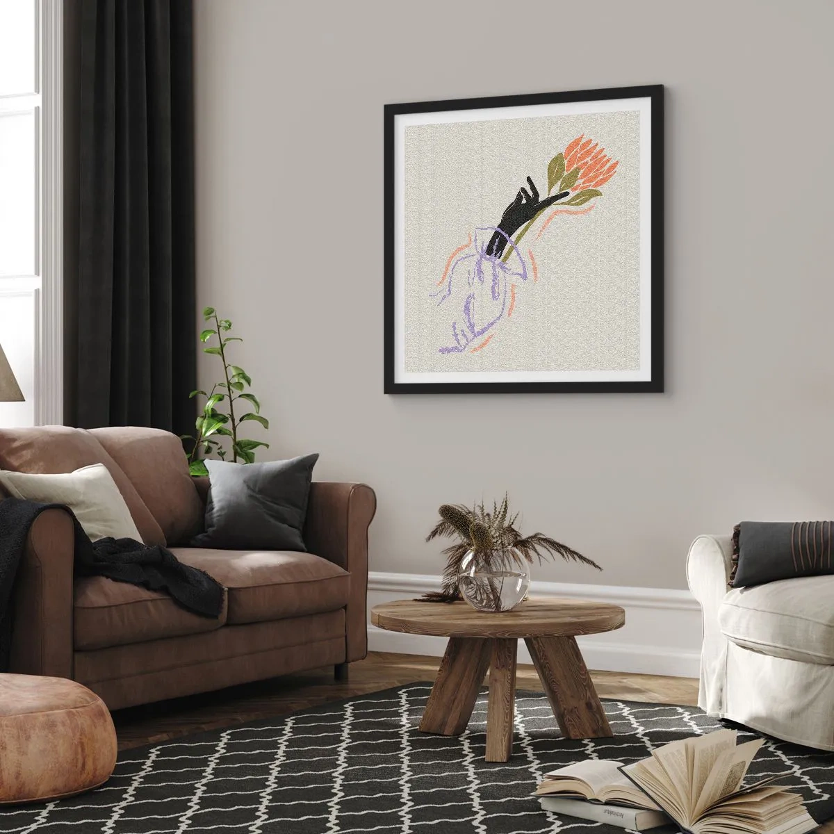 Affisch i svart ram - En systerlig beröring - 40x40 cm