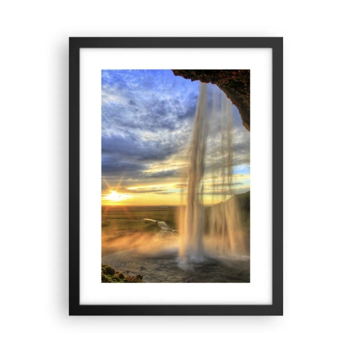 Affisch i svart ram - Världen bakom ridå av droppar - 30x40 cm