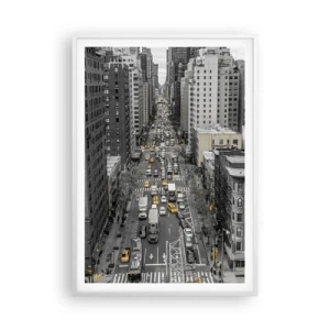 Affisch i vit ram - Livet i New York - 70x100 cm