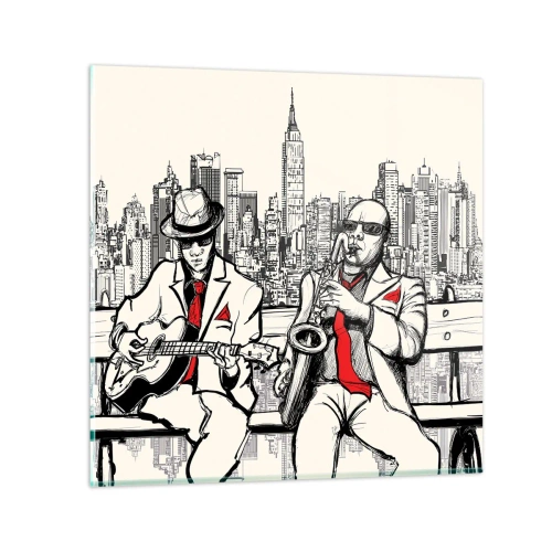 Glastavla - Bild på glas - New Yorks improvisation - 30x30 cm