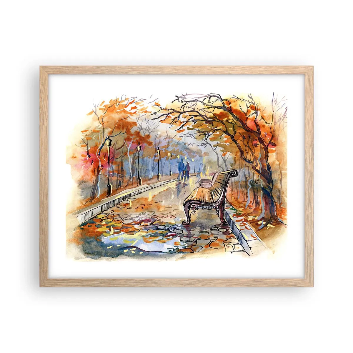 Affisch i ram av ljusek - Vandra tillsammans mot hösten - 50x40 cm