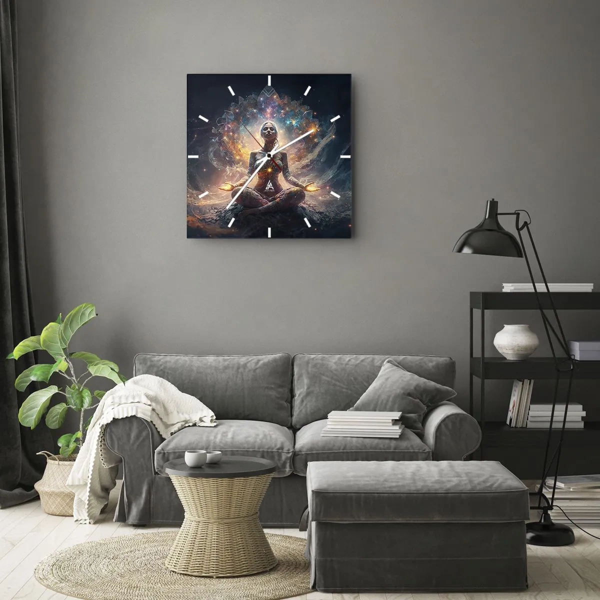 Väggklocka - Klocka på glas - Flöde av god energi - 30x30 cm