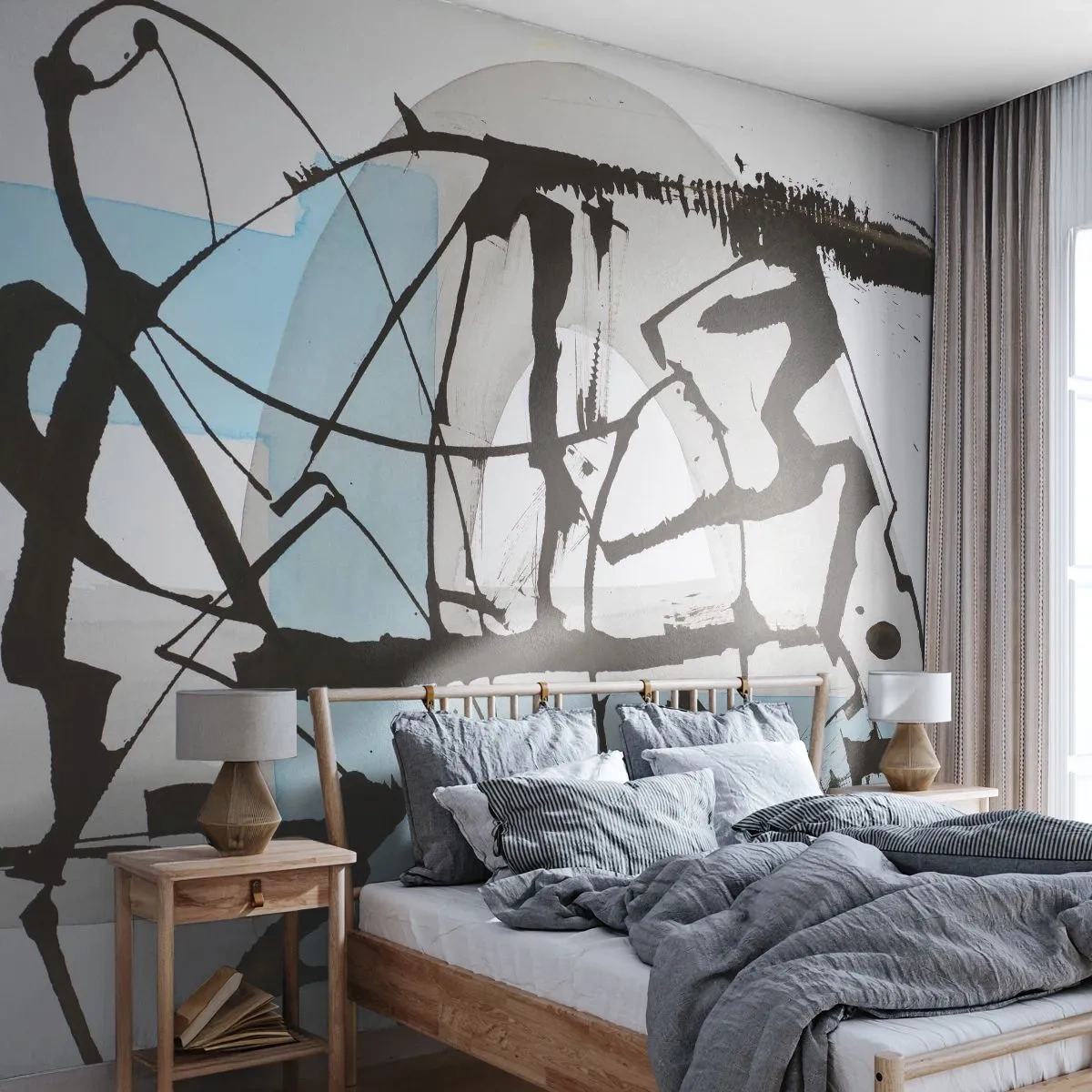 Fototapet Premium Canvas - Blått trots allt - Abstraktion, Bit, Kaos - 350x256 cm