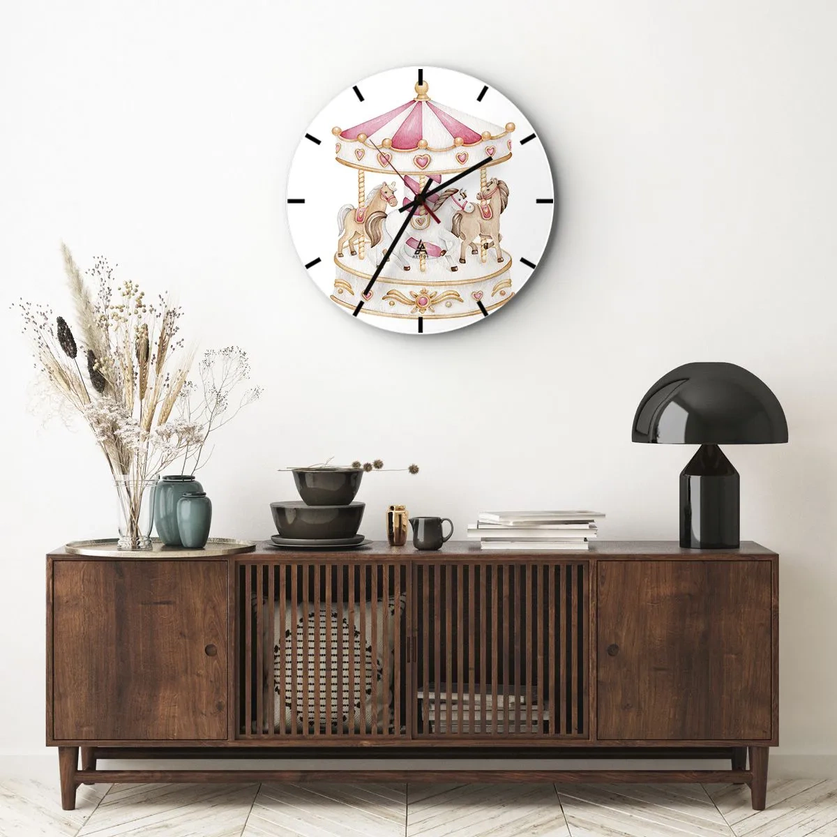 Väggklocka - Klocka på glas - Barndomens ljuva värld - 30x30 cm