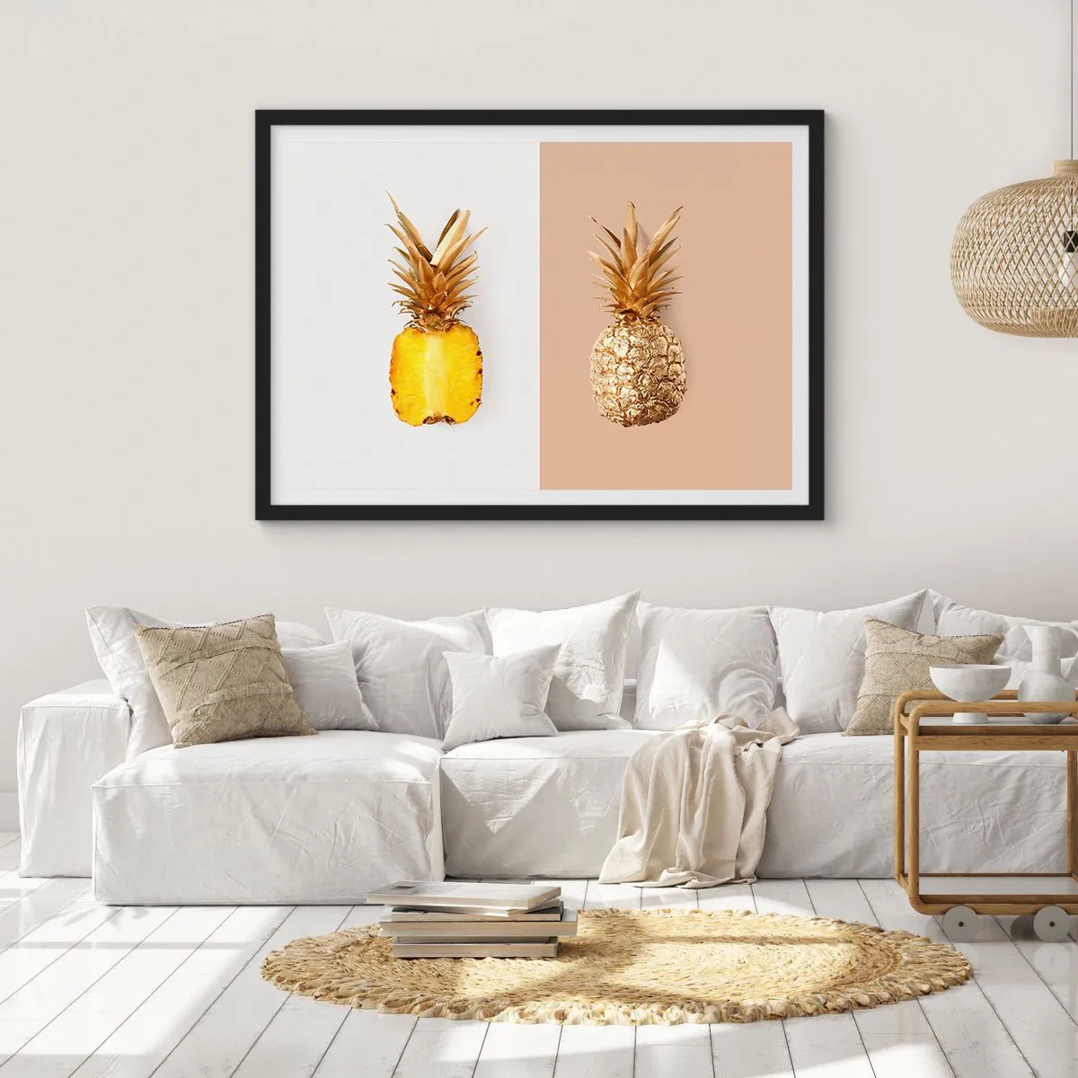 Affisch i svart ram - Ananas för oss - 50x40 cm