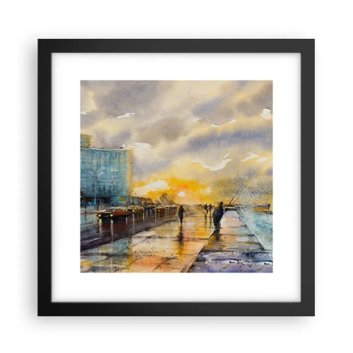 Affisch i svart ram - Livet på stranden - 30x30 cm